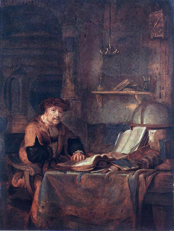  Gerbrand Van den Eeckhout Scholar with his Books - Art Print