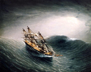  James E Buttersworth A Schooner in a Stormy Sea - Art Print