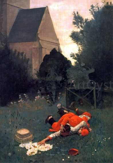  Jehan-Georges Vibert Scramble for the Lunch - Art Print
