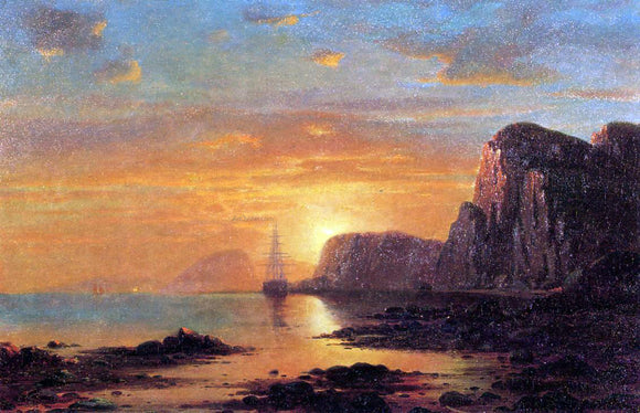  William Bradford Seascape: Cliffs at Sunset - Art Print