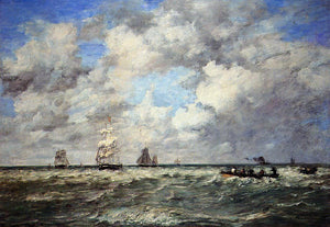  Eugene-Louis Boudin Seascape, Les Lamaneurs - Art Print