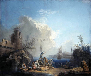  Pierre-Jacques Volaire Seascape with Fisherman on a Rocky Shore - Art Print