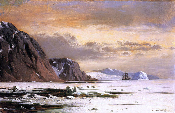  William Bradford Seascape with Icebergs - Art Print