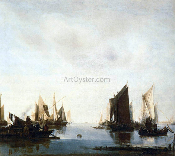  Jan Van de Capelle Seascape with Sailing Boats - Art Print