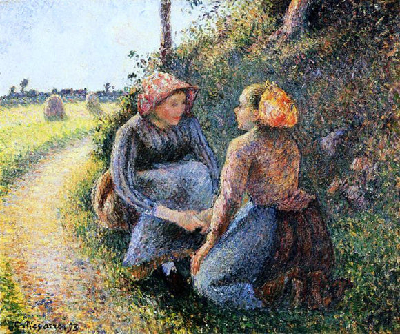 Camille Pissarro Seated and Kneeling Peasants - Art Print
