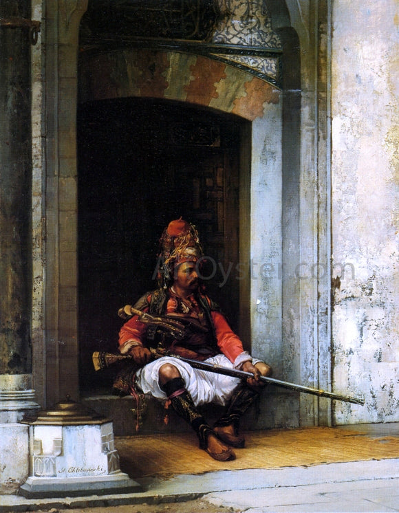  Stanislaus Poraj Chlebowski Seated Bashi-Bazouk with a Rifle - Art Print