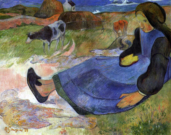  Paul Gauguin A Seated Breton Girl - Art Print