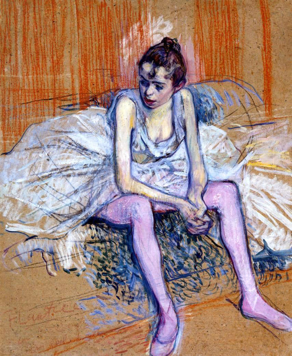  Henri De Toulouse-Lautrec Seated Dancer in Pink Tights - Art Print