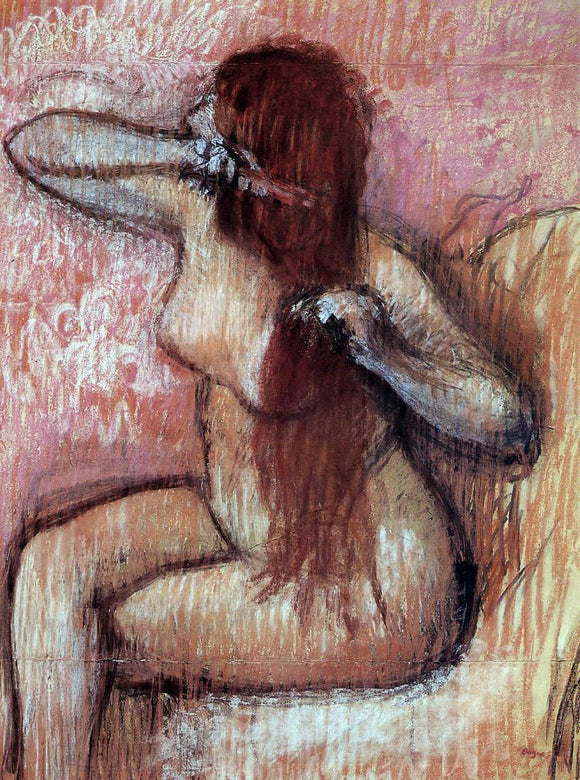  Edgar Degas Seated Nude Combing Her Hair - Art Print