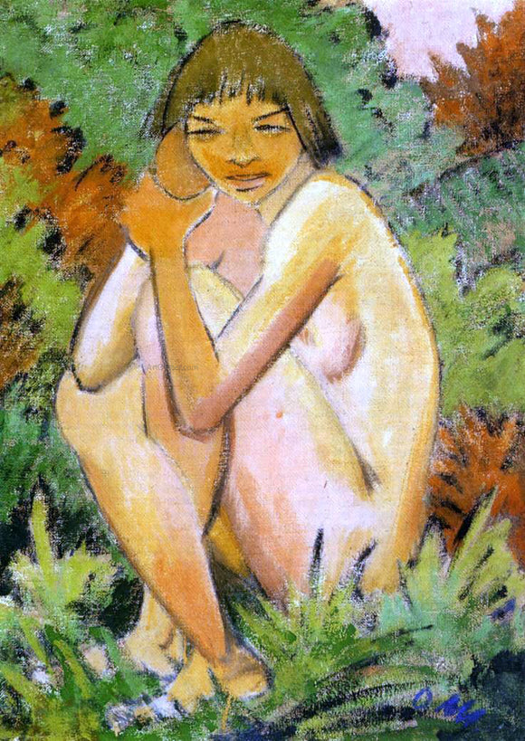  Otto Mueller Seated Nude in the Countryside - Art Print