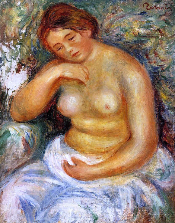  Pierre Auguste Renoir Seated Nude with a Bouquet - Art Print