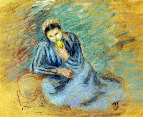  Camille Pissarro Seated Peasant Woman Crunching an Apple - Art Print