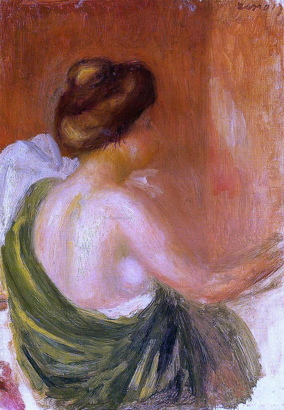  Pierre Auguste Renoir Seated Woman in a Green Robe - Art Print