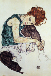  Egon Schiele Seated Woman with Bent Knee - Art Print