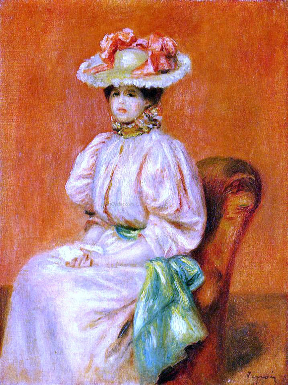  Pierre Auguste Renoir Seated Woman with Green Sash - Art Print