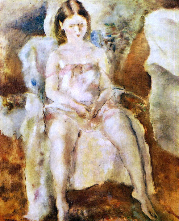  Jules Pascin A Seated Young Girl - Art Print