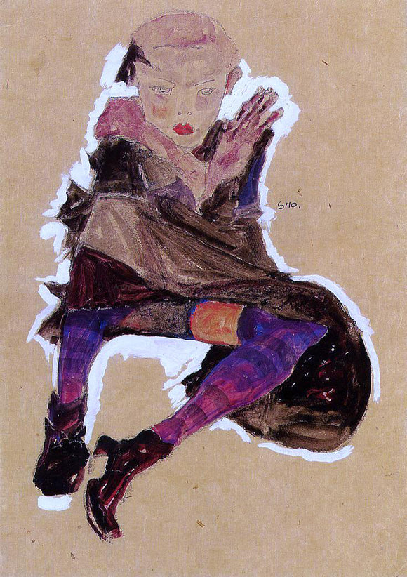  Egon Schiele Seated Young Girl - Art Print