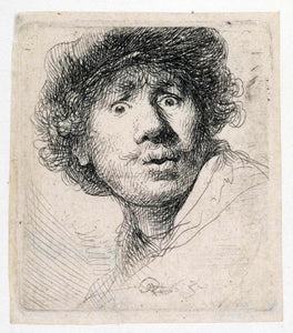  Rembrandt Van Rijn Self Portrait with a Cap, Openmouthed - Art Print