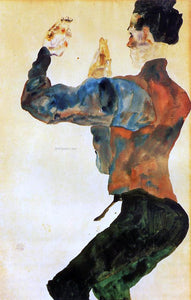  Egon Schiele Self Portrait with Raised Arms, Back View - Art Print