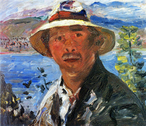  Lovis Corinth Self Portrait with Straw Hat - Art Print