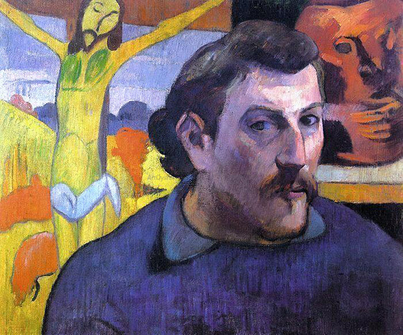  Paul Gauguin Self Portrait with 'Yellow Christ' - Art Print