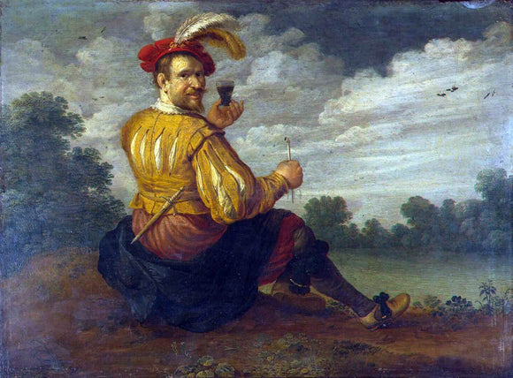  Joost Cornelisz Droochsloot Self-Portrait in a Landscape - Art Print