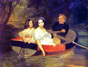  Karl Pavlovich Brulloff Self-portrait with Baroness Ye. N. Meller-Zakomelskaya and a Girl in a Boat (Unfinished) - Art Print