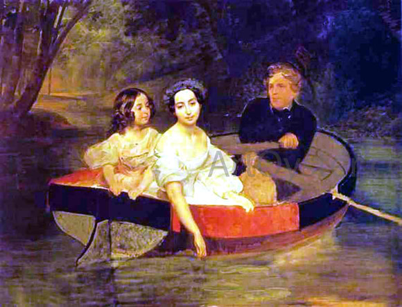  Karl Pavlovich Brulloff Self-portrait with Baroness Ye. N. Meller-Zakomelskaya and a Girl in a Boat (Unfinished) - Art Print