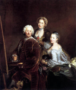  Antoine Pesne Self-Portrait with Daughters - Art Print