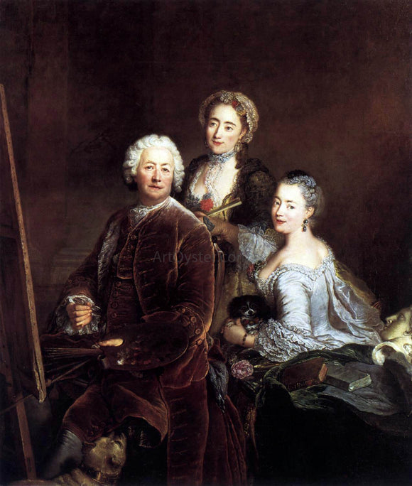  Antoine Pesne Self-Portrait with Daughters - Art Print