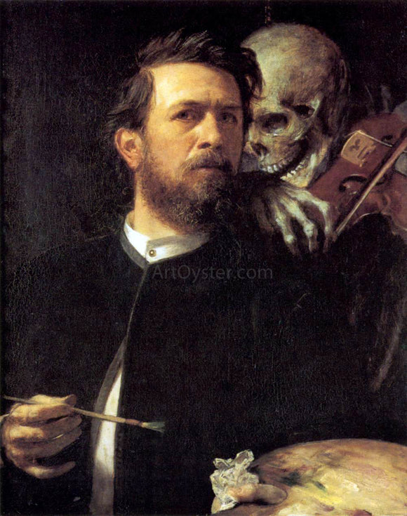  Arnold Bocklin Self-Portrait with Death as a Fiddler - Art Print