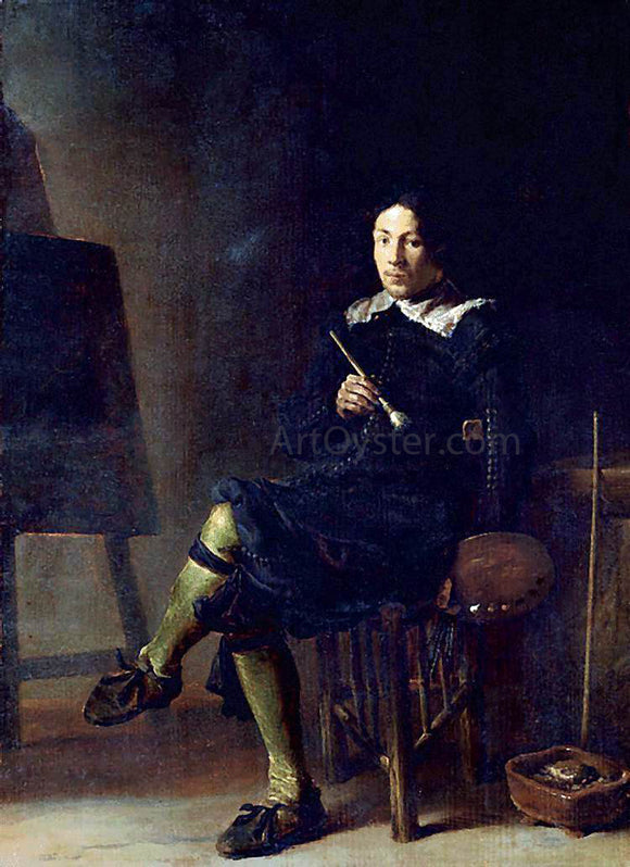  Cornelis Saftleven Selfportrait with Easel - Art Print