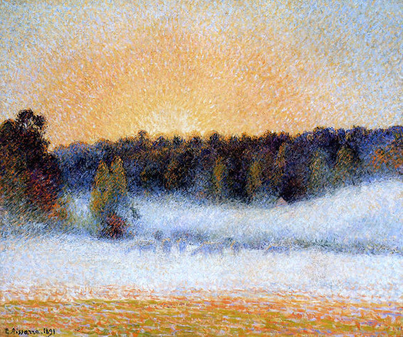  Camille Pissarro Setting Sun and Fog, Eragny - Art Print