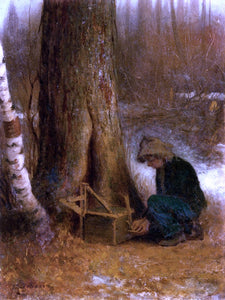  Eastman Johnson Setting the Trap - Art Print