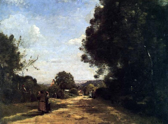  Jean-Baptiste-Camille Corot Sevres-Brimborion - View toward Paris - Art Print