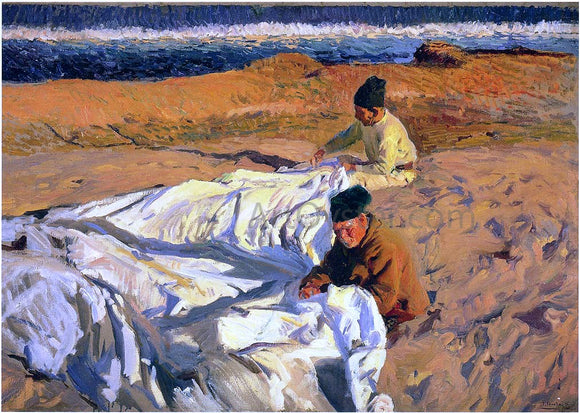  Joaquin Sorolla Y Bastida Sewing the Sail - Art Print