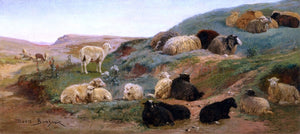  Rosa Bonheur Sheep in a Mountainous Landscape - Art Print