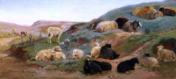  Rosa Bonheur Sheep in a Mountainous Landscape - Art Print