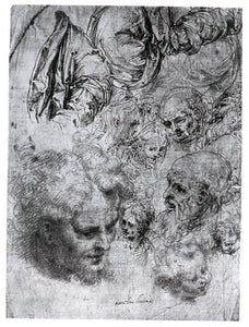  Aurelio Luini Sheet of Studies of Figures and Heads - Art Print