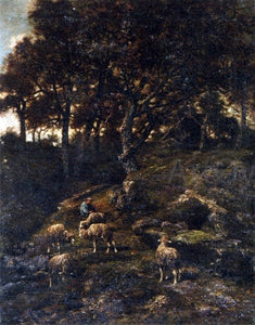  Charles Emile Jacque Shepherd and his Flock - Art Print