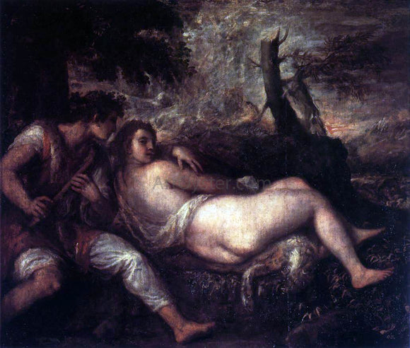  Titian Shepherd and Nymph - Art Print