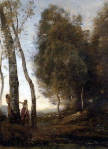  Jean-Baptiste-Camille Corot Shepherd and Shepherdess at Play - Art Print