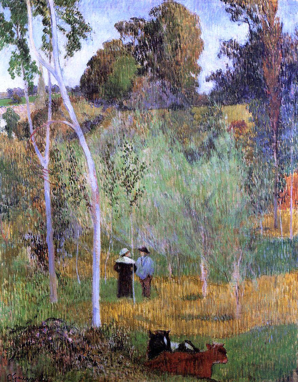  Paul Gauguin Shepherd and Shepherdess in a Meadow - Art Print