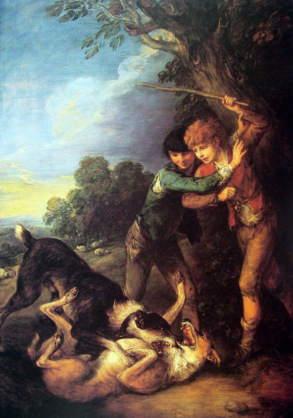  Thomas Gainsborough Shepherd Boys with Dogs Fighting - Art Print