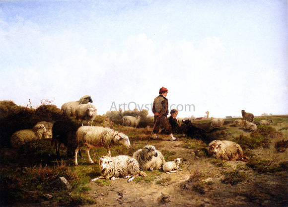  Cornelis Van Leemputten Shepherd Boys With Their Flock - Art Print