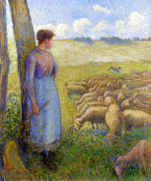  Camille Pissarro A Shepherdess and Sheep - Art Print