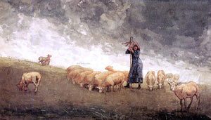  Winslow Homer Shepherdess Tending Sheep - Art Print