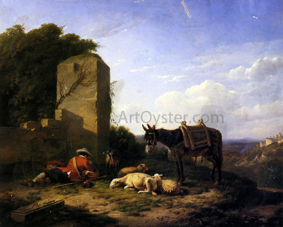  Eugene Verboeckhoven Shepherd's Rest - Art Print