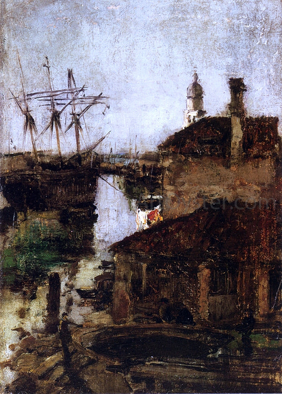  John Twachtman Ship and Dock, Venice - Art Print