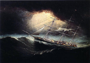  James E Buttersworth A Ship in a Storm - Art Print